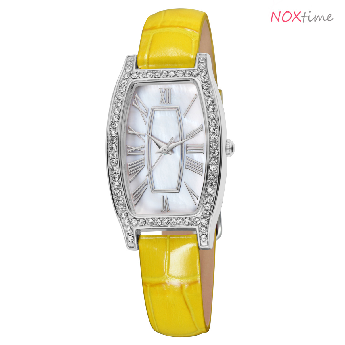 #2516 Women's Elegant Leisure PU Leather Band Rhinestone Case Analog Quartz Wrist Watch - 副本